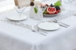QZ1600053 (White) Tablecloth Λινό κέντημα, με μεταξωτή δαντέλα, 60%linen, 40%pol. 160x220 Liolios Home - Image 2