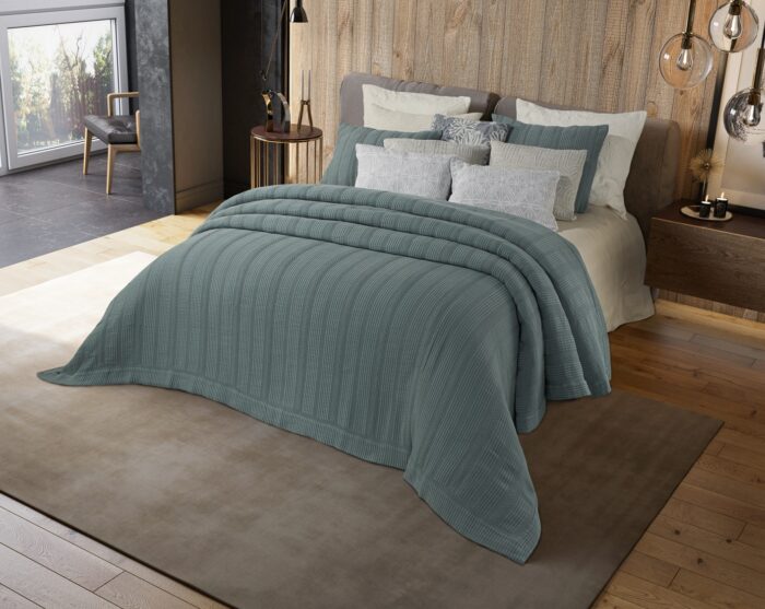 alice-aqua.jpg Alice (Aqua) Κουβέρτα/Blanket 100% cotton stonewash 230x260 Liolios Home - Image 1