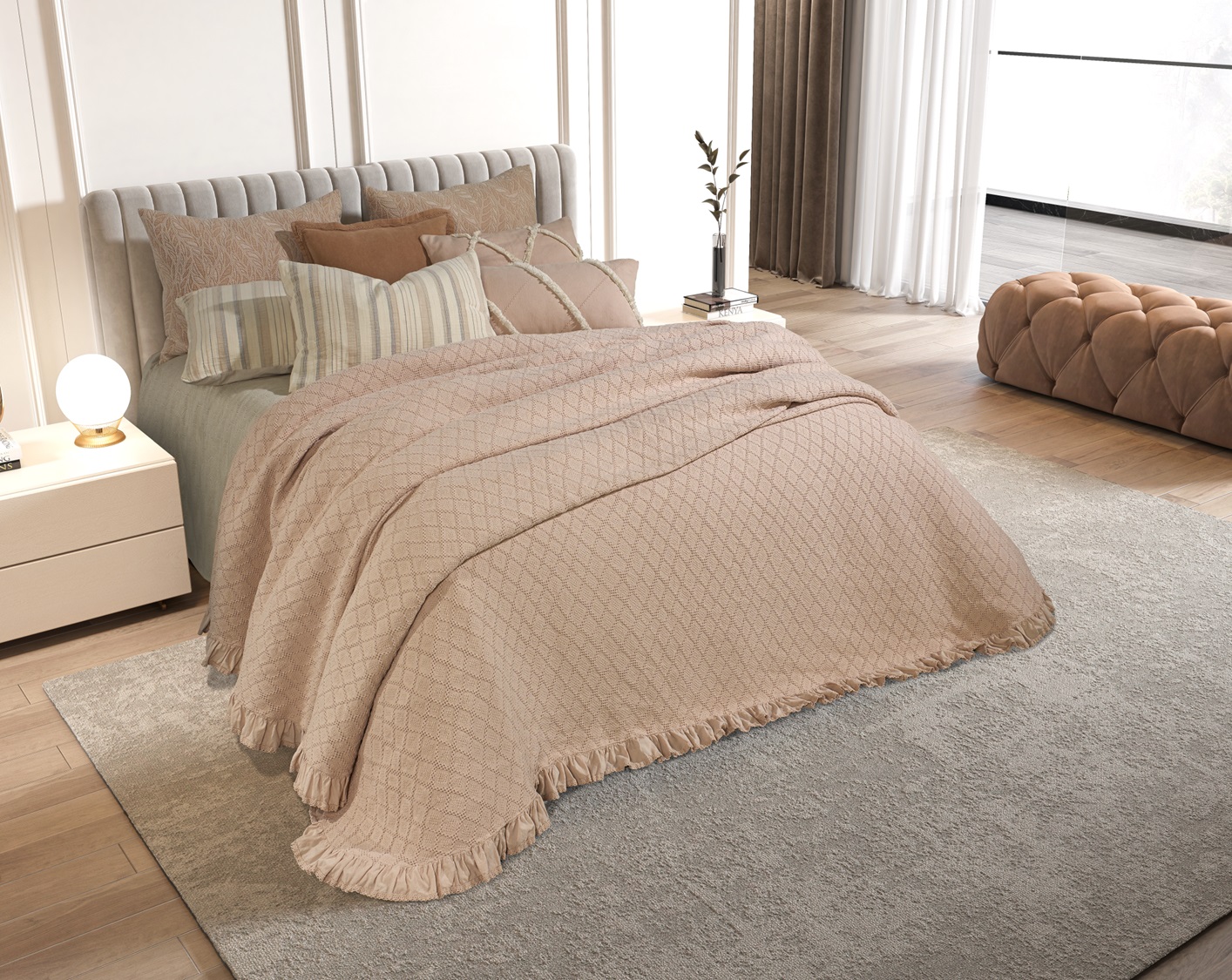 evelyn-nude.jpg Evelyn (Nude) Κουβέρτα/Blanket 100% cotton stonewash 230x260 Liolios Home - Image 1
