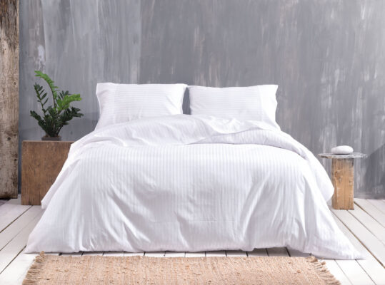 SATIN STRIPES - ΣΕΝΤΟΝΙ ΛΕΥΚΟ 240Χ280 240Χ280 40:60 CVC Rythmos