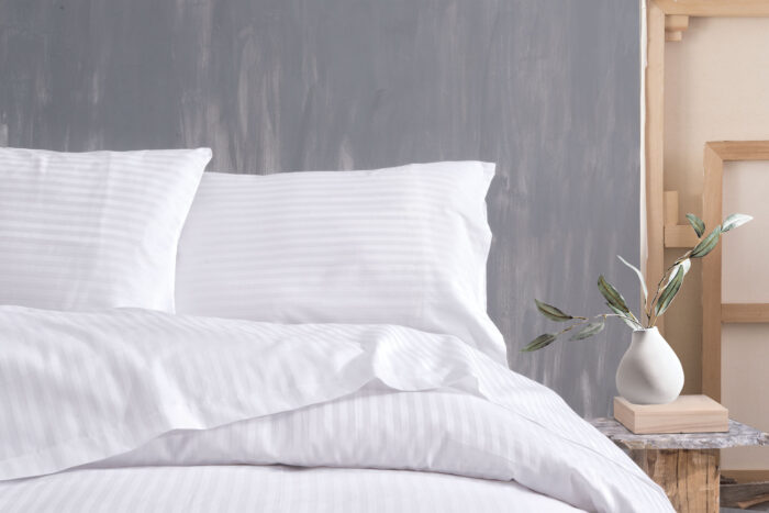 SATIN STRIPES - ΣΕΝΤΟΝΙ ΛΕΥΚΟ 2X(50X70) ΦΑΚΕΛΟΣ 2X(50X70) ΦΑΚΕΛΟΣ 40:60 CVC Rythmos - Image 2