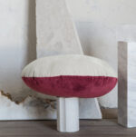 Διακοσμητικό Μαξιλάρι Φ.45 - Velvety Red/Light Gray της Nima Home 100% Velour Cotton Στρογγυλό Μαξιλάρι 45 εκατοστών - Image 3