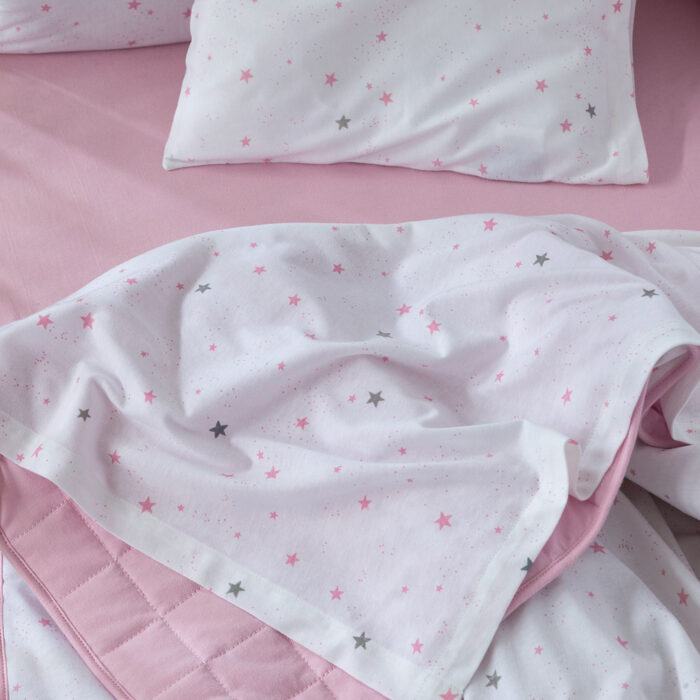 Σετ Σεντόνια Κούνιας Nene - Pink της Nima Bebe 100% Jersey Cotton Κούνιας (2 x 120x170 + 1 Μαξιλαροθήκη 30x40) - Image 3