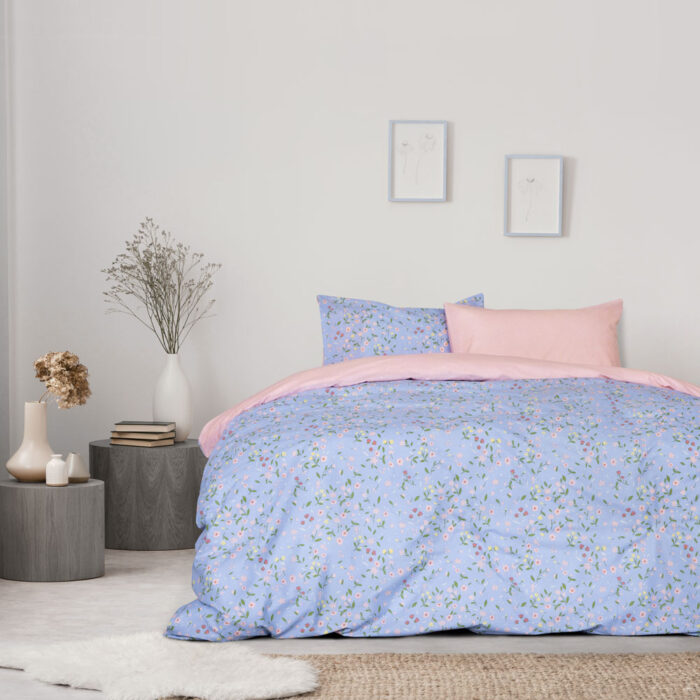 5206482075078 Κουβερλί Μονό - Zinia Blue της Kocoon Home 50% Cotton - 50% Polyester, 144 T.C. Μονό 160x240 - Image 3