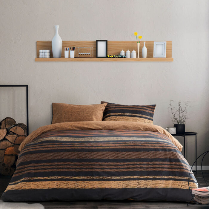 Σετ Σεντόνια Μονά - Tena Brown της Kocoon Home 50% Cotton - 50% Polyester, 144 T.C. Μονά (2 x 160x270 + 1 Μαξιλαροθήκη 50x72) - Image 3