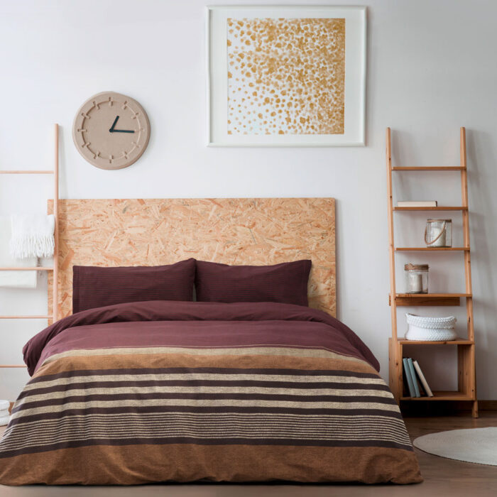 Σετ Σεντόνια Μονά - Komo Bordeaux της Kocoon Home 100% Cotton, 144 T.C. Μονά (2 x 160x270 + 1 Μαξιλαροθήκη 52x72) - Image 3