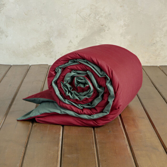 Παπλωματοθήκη Γίγας Colors - Absolute Red / Pine Green της Nima Home 100% Cotton, 144 T.C. Γίγας 240x260 - Image 3