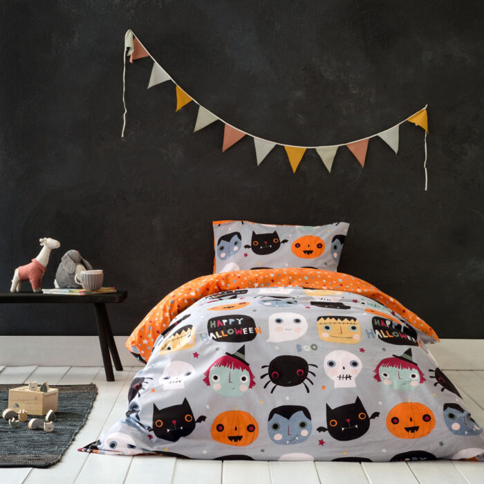 Σετ Σεντόνια Μονά - Happy Halloween της Nima Kids 100% Cotton, 144 T.C. Μονά (2 x 170x255 + 1 Μαξιλαροθήκη 52x72) - Image 2