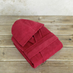 Μπουρνούζι με κουκούλα Zen - Extra Large - Happy Red της Nima Home 100% Velour Cotton, 400 gsm Extra Large - Image 2