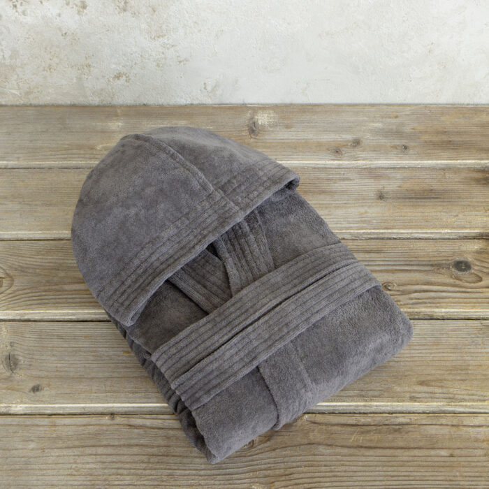 Μπουρνούζι με κουκούλα Zen - Extra/Extra Large - Midnight Gray της Nima Home 100% Velour Cotton, 400 gsm Extra/Extra Large - Image 2