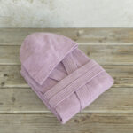 Μπουρνούζι με κουκούλα Zen - Small - Pale Mauve της Nima Home 100% Velour Cotton, 400 gsm Small - Image 3
