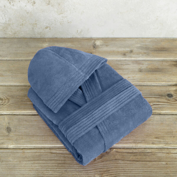 Μπουρνούζι με κουκούλα Zen - Small - Shadow Blue της Nima Home 100% Velour Cotton, 400 gsm Small - Image 2