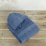 Μπουρνούζι με κουκούλα Zen - Medium - Shadow Blue της Nima Home 100% Velour Cotton, 400 gsm Medium - Image 3