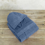 Μπουρνούζι με κουκούλα Zen - Extra/Extra Large - Shadow Blue της Nima Home 100% Velour Cotton, 400 gsm Extra/Extra Large - Image 2