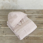 Μπουρνούζι με κουκούλα Zen - Medium - Powder Pink της Nima Home 100% Velour Cotton, 400 gsm Medium - Image 2