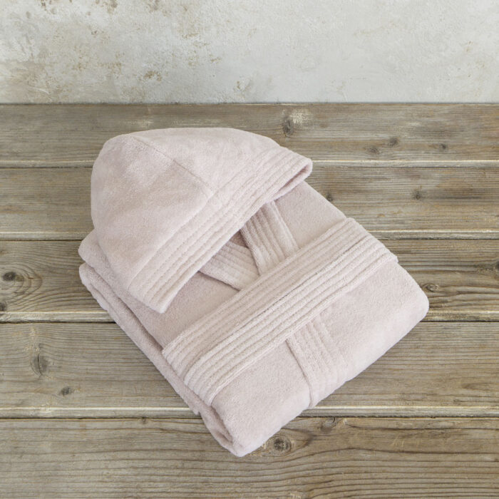 Μπουρνούζι με κουκούλα Zen - Extra/Extra Large - Powder Pink της Nima Home 100% Velour Cotton, 400 gsm Extra/Extra Large - Image 3