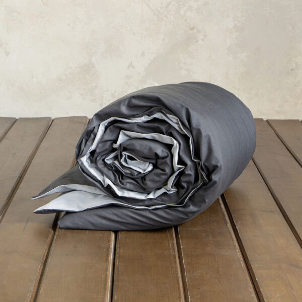 Παπλωματοθήκη Μονή Colors - Shiny Gray / Midnight Gray της Nima Home 100% Cotton, 144 T.C. Μονή 160x240 - Image 3