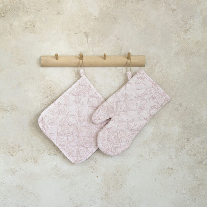 Σετ Κουζίνας (Γάντι + Πιάστρα) - Roses της Nima Home 100% Cotton one size - Image 3
