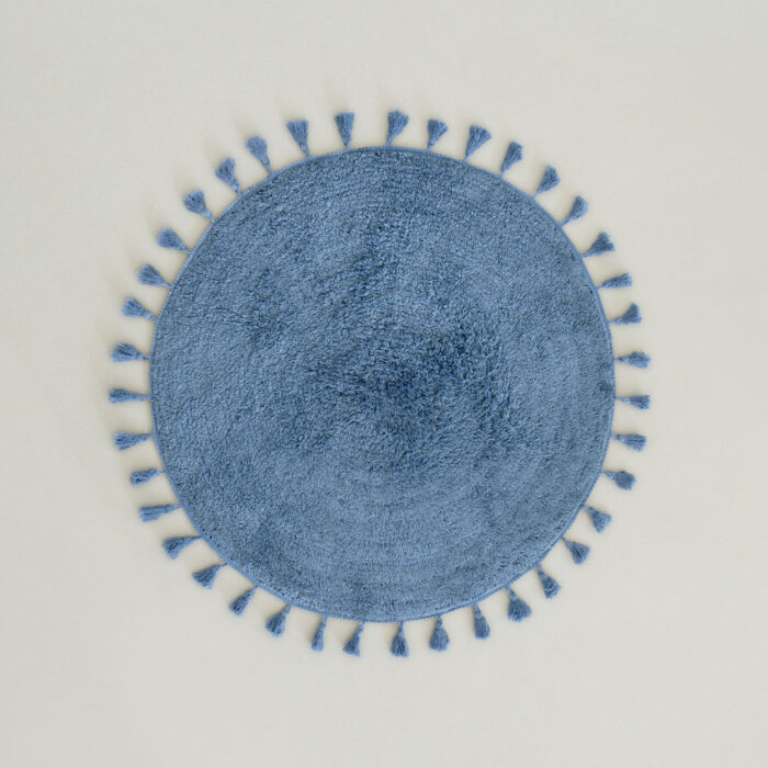 Πατάκι Μπάνιου Δ90 - Fuzzy Denim Blue της Nima Home 100% Cotton Στρογγυλό Πατάκι 90 εκατοστών - Image 3