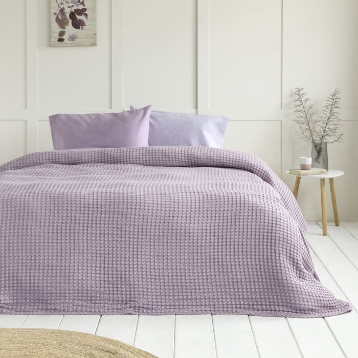 Κουβέρτα 240x260 Comfy - Warm Lilac της Nima Home 100% Cotton Γίγας 240x260 - Image 2