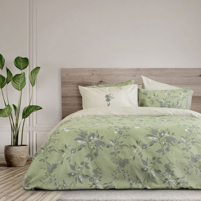 Empty,Room,Interior,Background,,Beige,Wall,,Pot,With,Plant,,Wooden Σετ Σεντόνια Υπέρδιπλα - Bernice της Nima Home 100% Flannel Cotton Υπέρδιπλα (2 x 240x260 + 2 Μαξιλαροθήκες 50x70) - Image 2