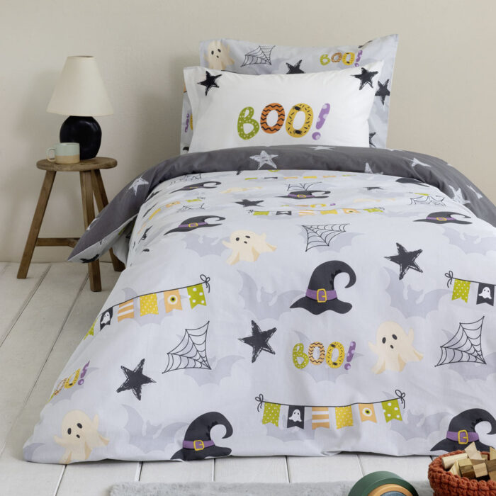 Σετ Σεντόνια Μονά με Λάστιχο - Boo! της Nima Kids 100% Cotton, 144 T.C. Μονά με λάστιχο (1 x 100x200+30 + 1 x 170x255 + 1 Μαξιλαροθήκη 52x72) - Image 3