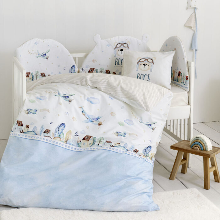 Κουβερλί Κούνιας - Boy's World της Nima Bebe 100% Cotton, 144 T.C. Κούνιας 100x140 - Image 3