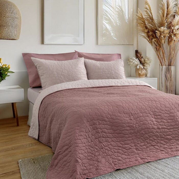 Κουβερλί Υπέρδιπλο 220x240 - Nala Wild Dusty Pink / Apple της Nima Home 100% Microfiber Υπέρδιπλο 220x240 - Image 3