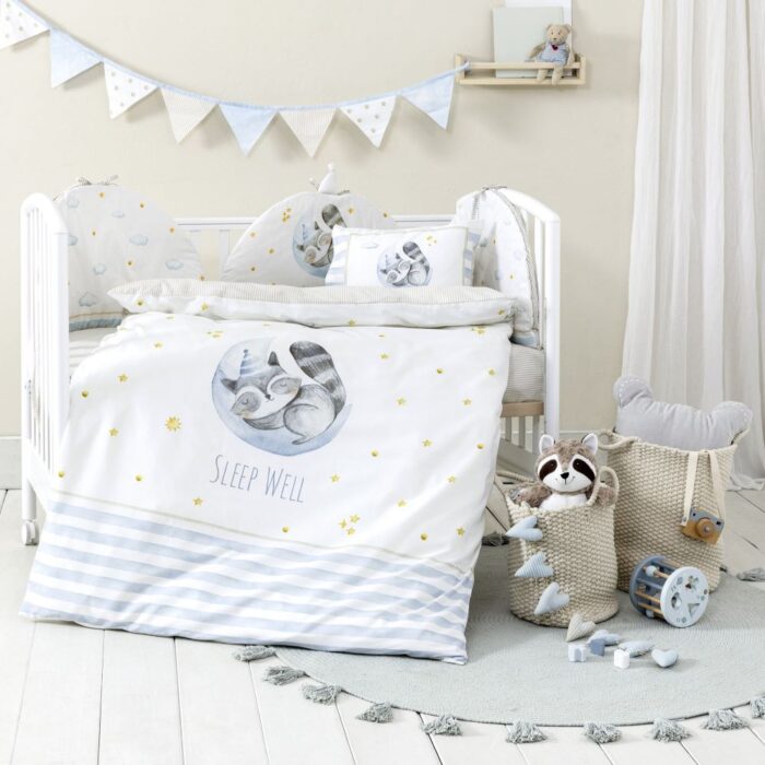 Κουβερλί Κούνιας - Sleepy Racoon της Nima Bebe 100% Cotton, 144 T.C. Κούνιας 100x140 - Image 16