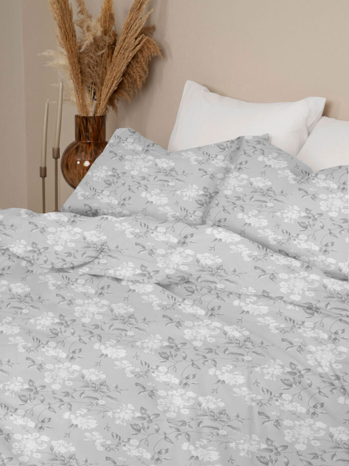 Σετ Σεντόνια Menta Εμπριμέ 360 Grey Υπέρδιπλο (220x250) SUNSHINEHOME - Image 1