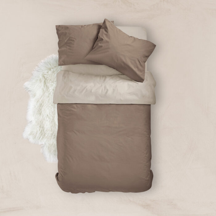 Παπλωματοθήκη Μονόχρωμη Solid Υπέρδιπλη 220 x 240 cm  100% Βαμβάκι Πετρόλ-Ποντικί BOREA - Image 5