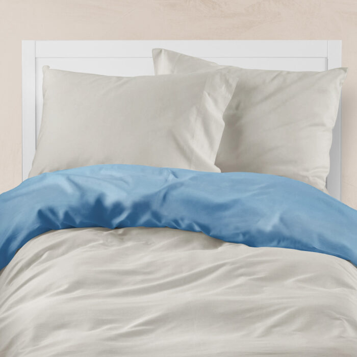Παπλωματοθήκη Μονόχρωμη Solid Υπέρδιπλη 220 x 240 cm  100% Βαμβάκι Πετρόλ-Ποντικί BOREA - Image 10