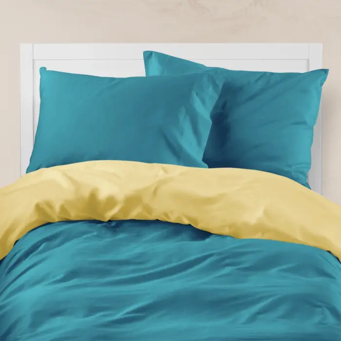 Παπλωματοθήκη Μονόχρωμη Solid Μονή 160 x 240 cm  100% Βαμβάκι Πετρόλ-Ποντικί BOREA - Image 22