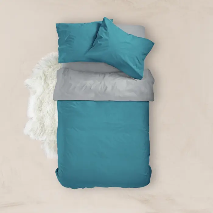 Παπλωματοθήκη Μονόχρωμη Solid Μονή 160 x 240 cm  100% Βαμβάκι Πετρόλ-Ποντικί BOREA - Image 23