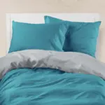 Παπλωματοθήκη Μονόχρωμη Solid Υπέρδιπλη 220 x 240 cm  100% Βαμβάκι Πετρόλ-Ποντικί BOREA - Image 24