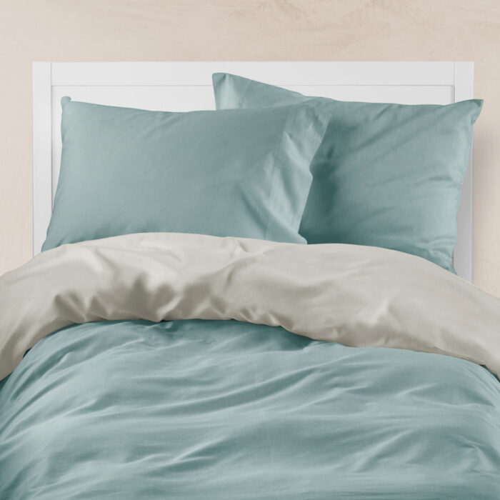 Παπλωματοθήκη Μονόχρωμη Solid Υπέρδιπλη 220 x 240 cm  100% Βαμβάκι Πετρόλ-Ποντικί BOREA - Image 20