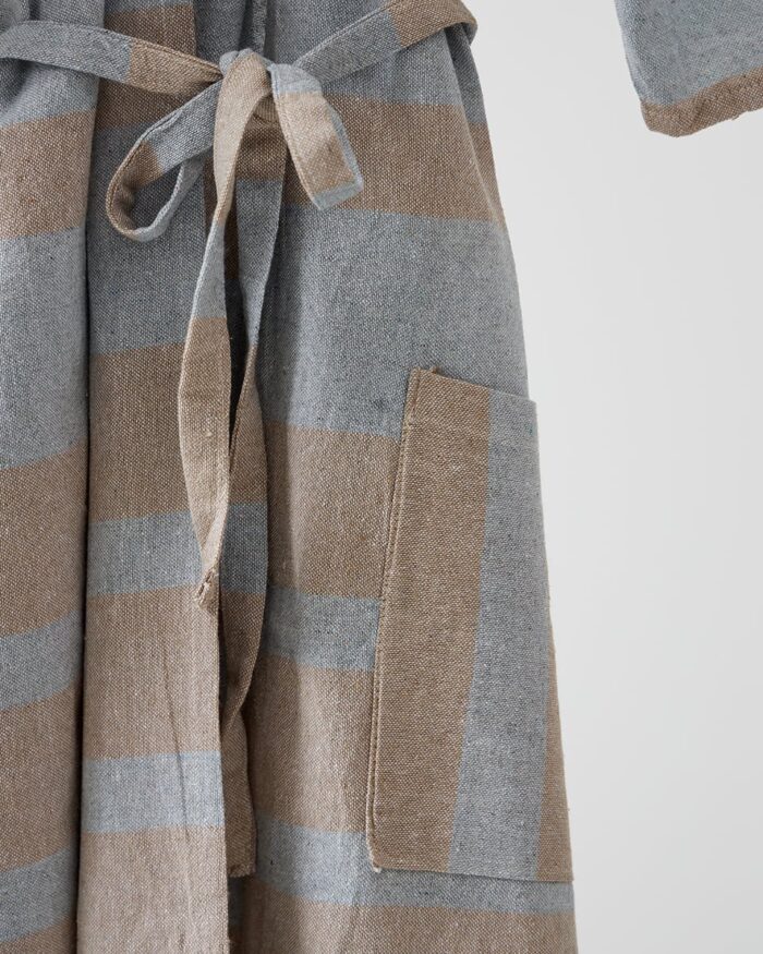 Unisex Βαμβακερό Ριγέ Μπουρνούζι Κιμονό Αργαλειού Margarita One Size Μπεζ της Pennie - Image 3