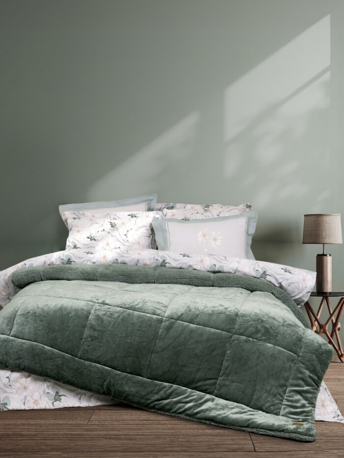 Κουβέρτα/Πάπλωμα Υπέρδιπλο 220x240 - Cira Dark Green της Nima Home 100% Polyester Υπέρδιπλo 220x240 - Image 1