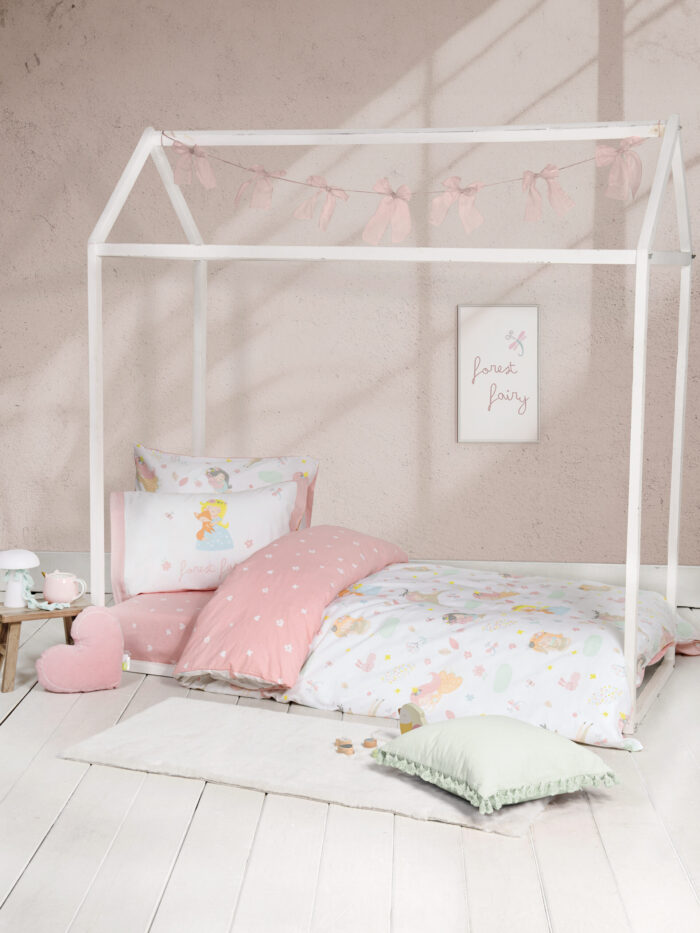 Σετ Σεντόνια Μονά με Λάστιχο - Forest Fairy της Nima Kids 100% Cotton, 144 T.C. Μονά με λάστιχο (1 x 100x200+30 + 1 x 170x255 + 1 Μαξιλαροθήκη 52x72) - Image 1
