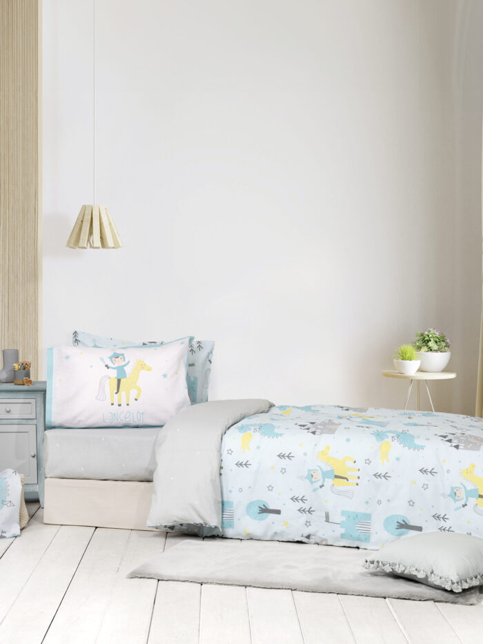 Σετ Σεντόνια Μονά με Λάστιχο - Lancelot της Nima Kids 100% Cotton, 144 T.C. Μονά με λάστιχο (1 x 100x200+30 + 1 x 170x255 + 1 Μαξιλαροθήκη 52x72) - Image 1