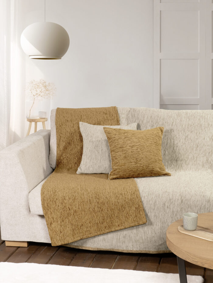 5206482184893-14.jpg Ριχτάρι διπλής όψης 180x300 - Caldo Beige/Gold της Nima Home 80% Chenille / 20% Cotton Τριθέσιος 180x300 - Image 1