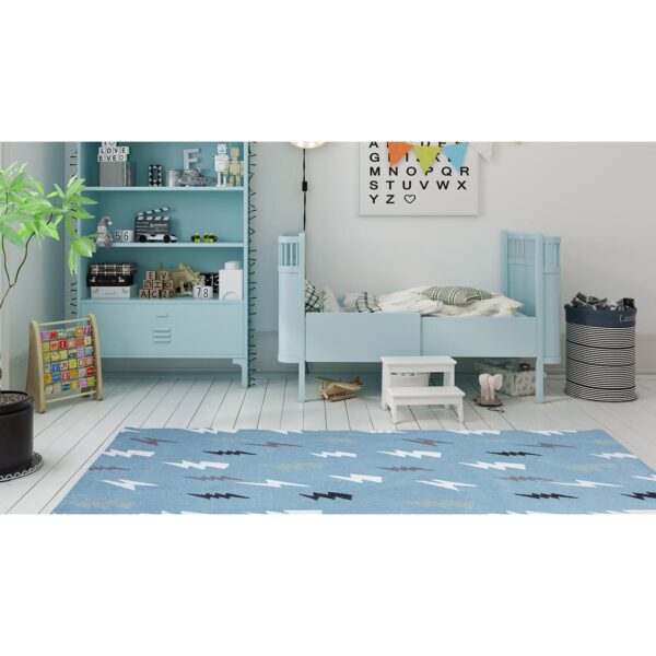 Παιδικό χαλί Diamond kids 8471/230 γαλαζοπράσινο με κεραυνούς - 1,60x2,30 Colore Colori - Image 8