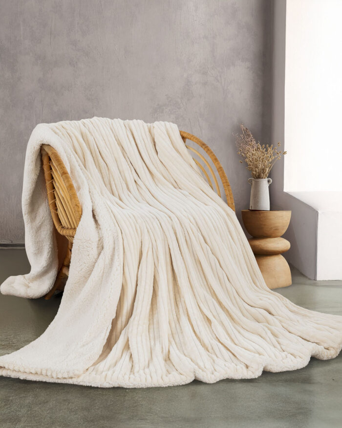 JOLLEIN - ΚΟΥΒΕΡΤΑ JACQUARD FLANNEL ΜΕ SHERPA ΓΚΡΙ ΥΠΕΡΔΙΠΛΟ (220Χ240) Rythmos - Image 4
