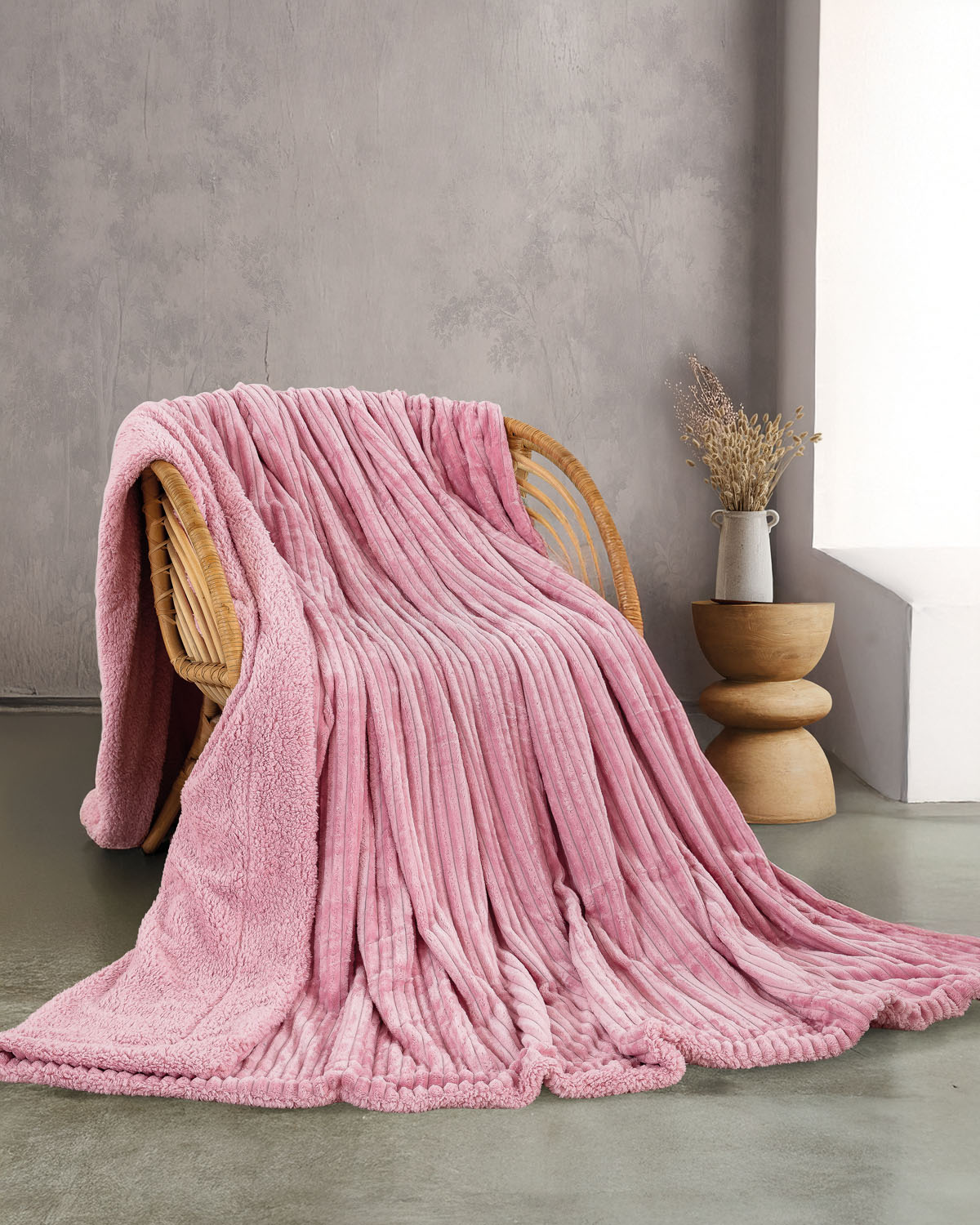 JOLEIN_SOFT_pink.jpg JOLLEIN - ΚΟΥΒΕΡΤΑ JACQUARD FLANNEL ΜΕ SHERPA ΡΟΖ ΥΠΕΡΔΙΠΛΟ (220Χ240) Rythmos - Image 1