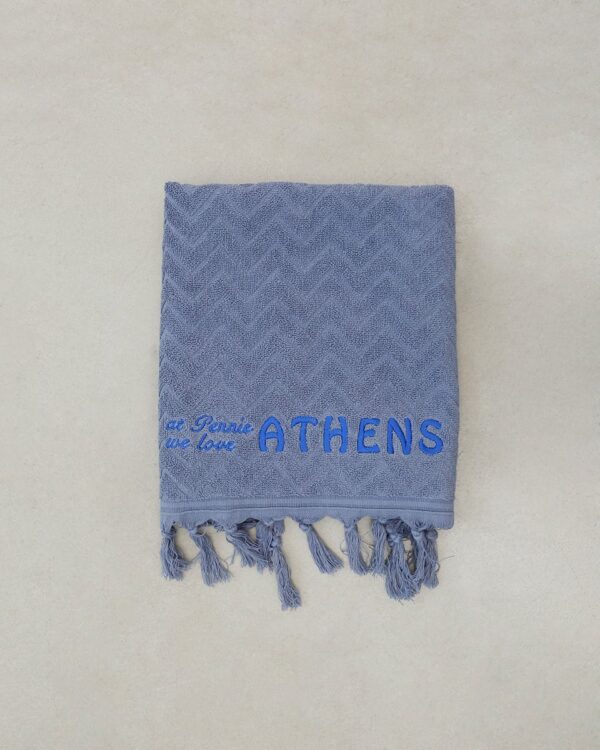 Βαμβακερή Πετσέτα At Pennie We Love Athens Χειρός | 30x50cm Μπλε Raf της Pennie