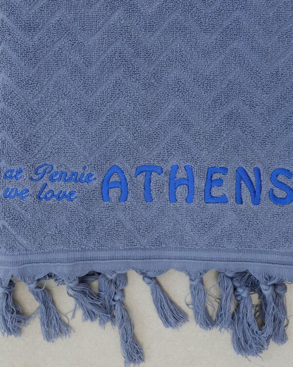 Βαμβακερή Πετσέτα At Pennie We Love Athens Χειρός | 30x50cm Μπλε Raf της Pennie - Image 3