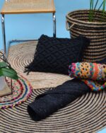 Ψάθα Μαύρο Πλεκτό Οικολογικό Στρογγυλό Χαλί Γιούτας Dark Διάμετρος 250cm Μαύρο της Pennie - Image 4