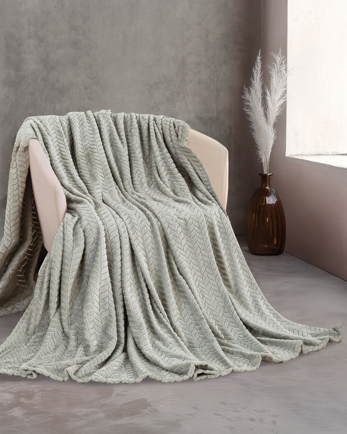 harmonie_gray.jpg HARMONIE - ΚΟΥΒΕΡΤΑ JACQUARD FLANNEL ΓΚΡΙ ΥΠΕΡΔΙΠΛΟ (220Χ240) Rythmos - Image 1
