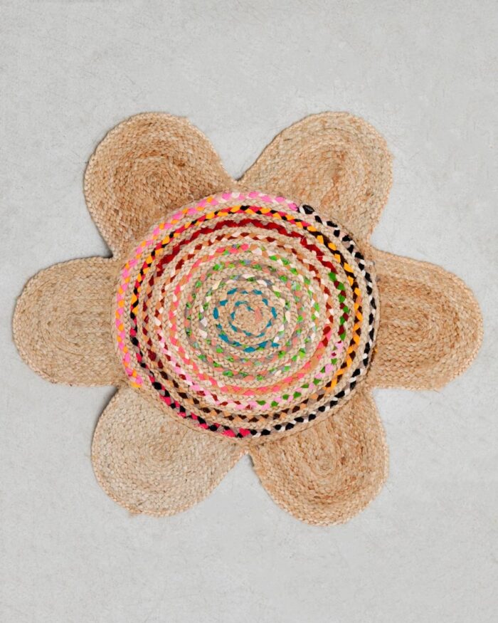 Ψάθινο Οικολογικό Μαργαρίτα Χαλί Γιούτας Βαμβάκι Rodolpho Διάμετρος 120cm Multi της Pennie - Image 1