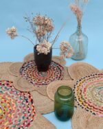 Ψάθινο Οικολογικό Μαργαρίτα Χαλί Γιούτας Βαμβάκι Rodolpho Διάμετρος 120cm Multi της Pennie - Image 4